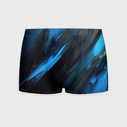 Трусы-боксеры мужские Синяя краска на черном фоне, цвет: 3D-принт