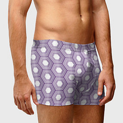 Трусы-боксеры мужские Шестиугольники фиолетовые, цвет: 3D-принт — фото 2