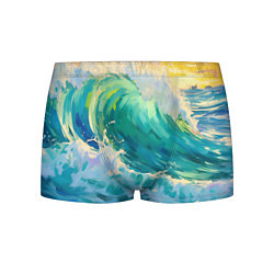 Трусы-боксеры мужские Нарисованные волны моря, цвет: 3D-принт