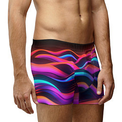 Трусы-боксеры мужские Неоновые фиолетовые волны, цвет: 3D-принт — фото 2