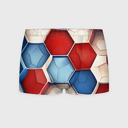 Трусы-боксеры мужские Большие белые синие красные плиты, цвет: 3D-принт