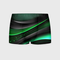 Трусы-боксеры мужские Black green line, цвет: 3D-принт