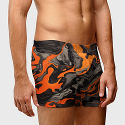 Трусы-боксеры мужские Оранжево-черный камуфляж, цвет: 3D-принт — фото 2