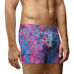 Трусы-боксеры мужские Лис из розово-голубых узоров, цвет: 3D-принт — фото 2