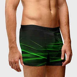 Трусы-боксеры мужские Green lines abstract, цвет: 3D-принт — фото 2