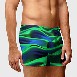 Трусы-боксеры мужские Зеленые неоновые волны, цвет: 3D-принт — фото 2