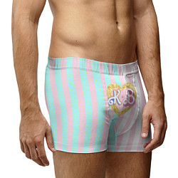 Трусы-боксеры мужские Кен плюс Барби: сплит розовых и голубых полосок, цвет: 3D-принт — фото 2