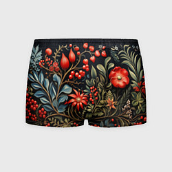 Мужские трусы Новогодние ягоды и цветы