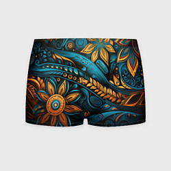 Трусы-боксеры мужские Узор с растительными элементами, цвет: 3D-принт