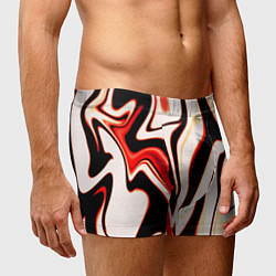 Трусы-боксеры мужские Абстракция разлитые краски бежевый красный и чёрны, цвет: 3D-принт — фото 2