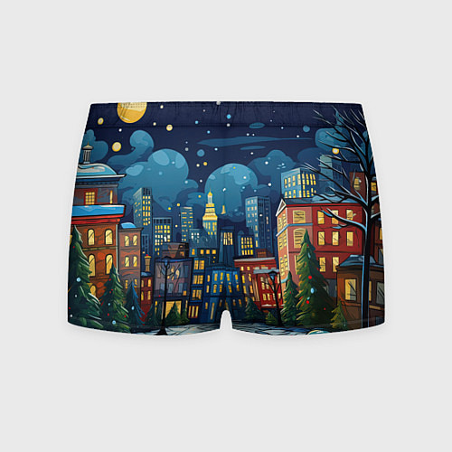 Мужские трусы Ночной город новый год / 3D-принт – фото 2