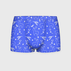 Трусы-боксеры мужские Синий рождественский принт с оленями, цвет: 3D-принт
