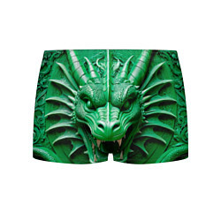 Трусы-боксеры мужские Нейросеть - барельеф зелёный дракон, цвет: 3D-принт