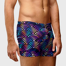 Трусы-боксеры мужские Разноцветные волны-чешуйки, цвет: 3D-принт — фото 2