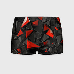Трусы-боксеры мужские Черные и красные треугольные частицы, цвет: 3D-принт