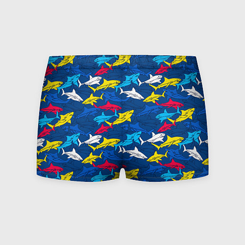 Мужские трусы Разноцветные акулы на глубине / 3D-принт – фото 2