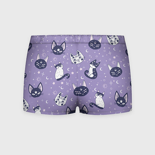 Мужские трусы Мистические кошечки - паттерн фиолетовый / 3D-принт – фото 2
