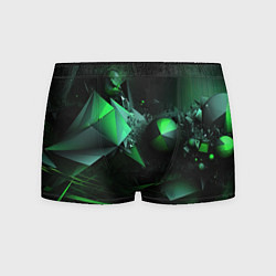 Трусы-боксеры мужские Геометрическая текстурная зеленая абстракция, цвет: 3D-принт
