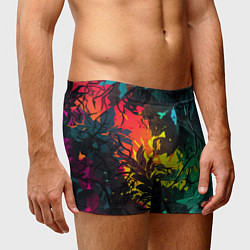 Трусы-боксеры мужские Яркие разноцветные абстрактные листья, цвет: 3D-принт — фото 2