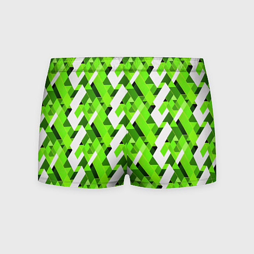 Мужские трусы Зелёные и белые фигуры / 3D-принт – фото 2