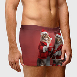 Трусы-боксеры мужские С новым котом - два кота в костюмах Санты, цвет: 3D-принт — фото 2