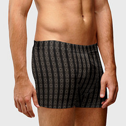 Трусы-боксеры мужские Тёмно-коричневый полосатый с узором, цвет: 3D-принт — фото 2