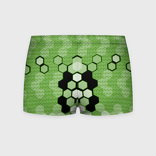 Мужские трусы Зелёная кибер броня hexagons / 3D-принт – фото 2