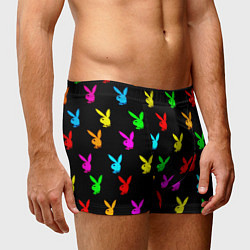 Трусы-боксеры мужские Playboy pattern неон, цвет: 3D-принт — фото 2