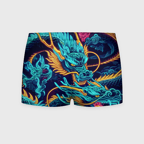 Мужские трусы Два неоновых дракона - ирезуми / 3D-принт – фото 2