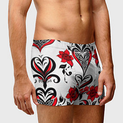 Трусы-боксеры мужские Красный узор сердце, цвет: 3D-принт — фото 2