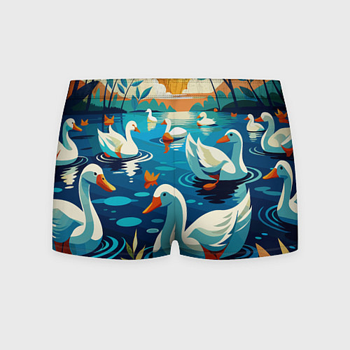 Мужские трусы Гуси лебеди вода / 3D-принт – фото 2