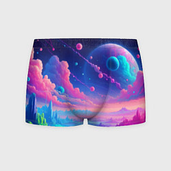 Трусы-боксеры мужские Fantastic space landscape - neon glow, цвет: 3D-принт
