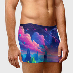 Трусы-боксеры мужские Fantastic space landscape - neon glow, цвет: 3D-принт — фото 2