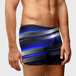 Трусы-боксеры мужские Серебряные полосы на ярком синем фоне, цвет: 3D-принт — фото 2