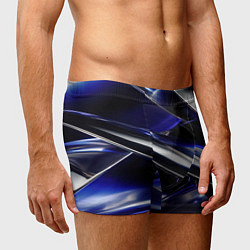 Трусы-боксеры мужские Синие и серебреные абстрактные полосы, цвет: 3D-принт — фото 2