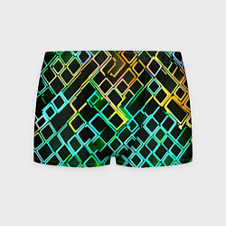 Мужские трусы Жёлто-синие квадраты на чёрном фоне