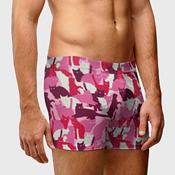 Трусы-боксеры мужские Розовый кошачий камуфляж, цвет: 3D-принт — фото 2