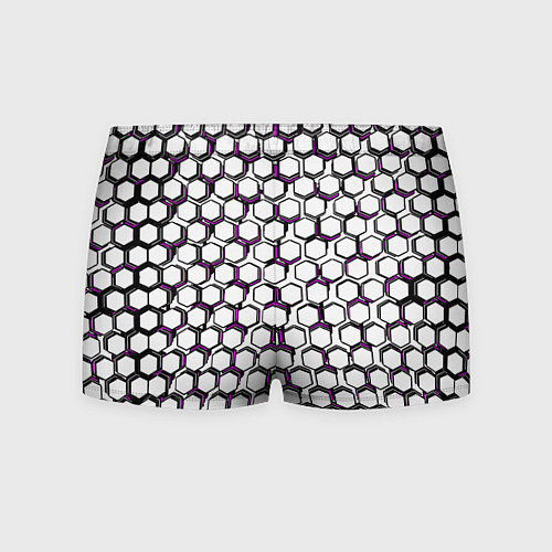 Мужские трусы Киберпанк узор из шестиугольников розовый / 3D-принт – фото 2