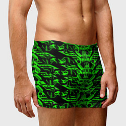 Трусы-боксеры мужские Зелёная техно-броня на чёрном фоне, цвет: 3D-принт — фото 2