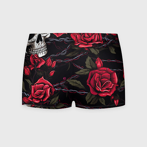 Мужские трусы Череп и красные розы / 3D-принт – фото 2