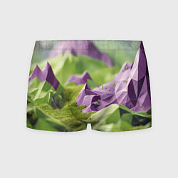 Трусы-боксеры мужские Геометрический пейзаж фиолетовый и зеленый, цвет: 3D-принт