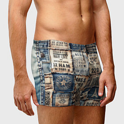 Трусы-боксеры мужские Пэчворк джинсы из Парижа, цвет: 3D-принт — фото 2