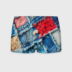 Трусы-боксеры мужские Авангардный джинсовый пэчворк - нейросеть, цвет: 3D-принт