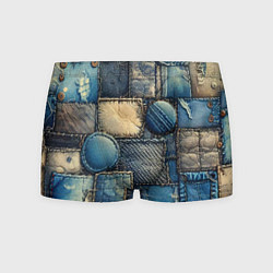 Трусы-боксеры мужские Denim patchwork - ai art, цвет: 3D-принт