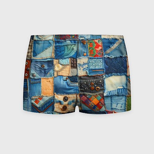 Мужские трусы Vanguard denim patchwork - ai art / 3D-принт – фото 2