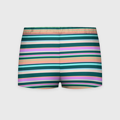 Мужские трусы Полосатый оранжево-бирюзовый / 3D-принт – фото 2