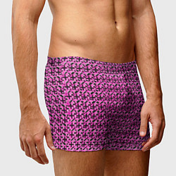 Трусы-боксеры мужские Чёрные плюсики на розовом фоне, цвет: 3D-принт — фото 2