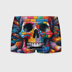 Трусы-боксеры мужские Граффити черепа на кирпичной стене, цвет: 3D-принт