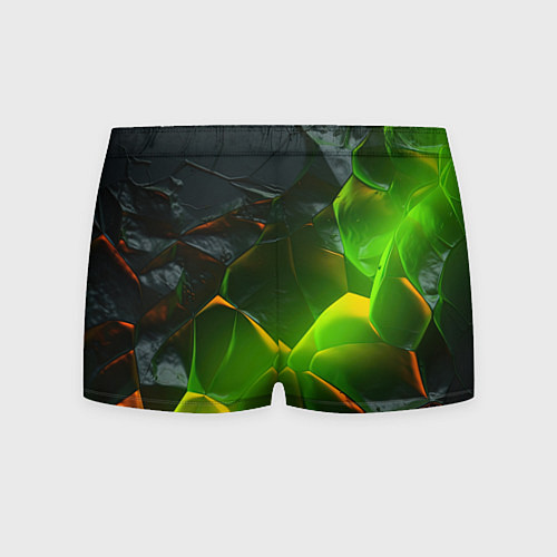 Мужские трусы Зеленая абстрактная неоновая текстура / 3D-принт – фото 2