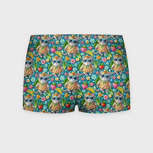 Мужские трусы Коты и летний вайб паттерн / 3D-принт – фото 2